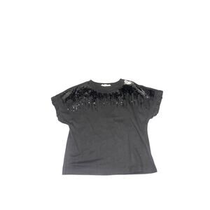 Black Sequin Accent Women's Top
